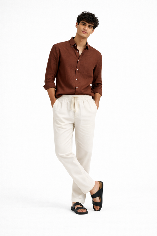 White Cotton Linen Pants