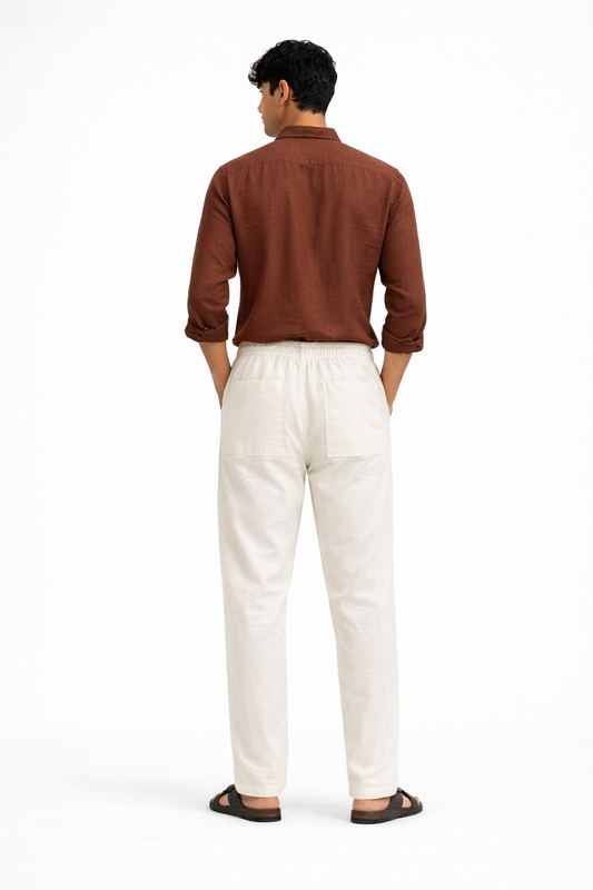 White Cotton Linen Pants