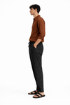 Black Cotton Linen Pants