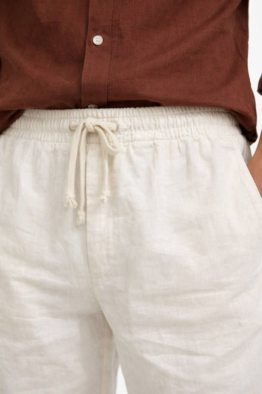 White Cotton Linen Pants