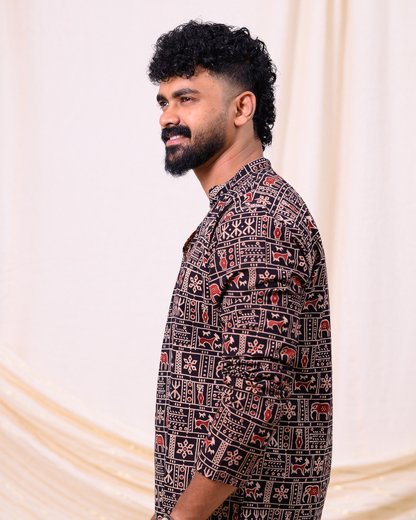 GAJAM - ShortKurtha & Dhothi (black)