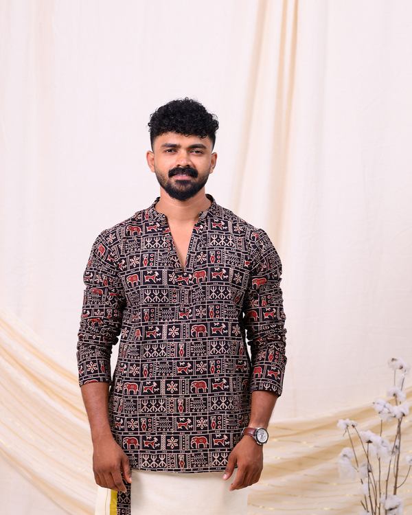 GAJAM - ShortKurtha & Dhothi (black)