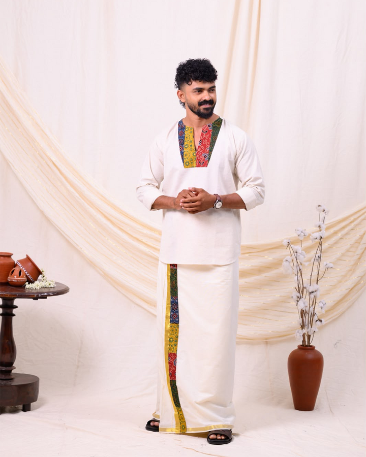 CHUVADU - Short kurtha & Patch worked dothi Combo