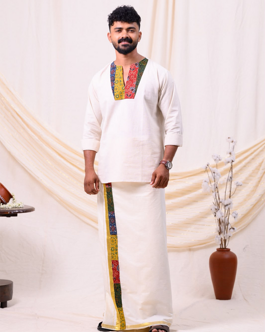 CHUVADU - Short kurtha & Patch worked dothi Combo